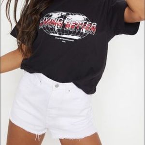White High Waisted Denim Shorts